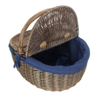 Red Hamper Antique Grey Oval Picnic Basket