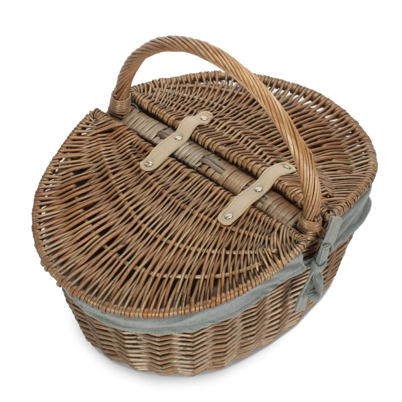 Red Hamper Antique Grey Oval Picnic Basket