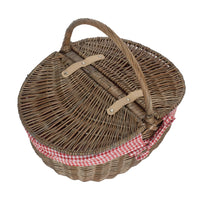 Wicker Antique Grey Finish Oval Picnic Basket