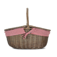 Wicker Antique Grey Finish Oval Picnic Basket