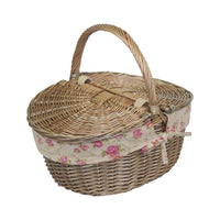 Red Hamper Antique Grey Oval Picnic Basket