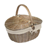 Red Hamper Antique Grey Oval Picnic Basket