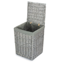 Grey Wash Square Laundry Basket with Grey Sage Lining