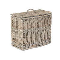 The Willow Basket Grey Wash Rectangular Toilet Lidded Basket