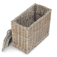 The Willow Basket Grey Wash Rectangular Toilet Lidded Basket