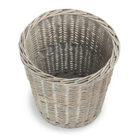 Wicker Grey Wash Round Waste Bin