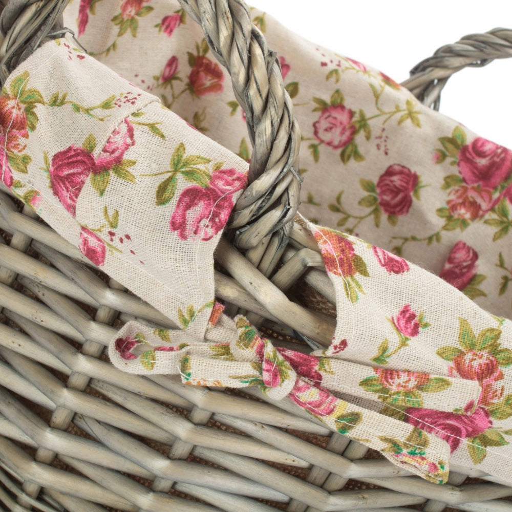 The Willow Basket Craft Wicker Basket With Garden Rose Lining