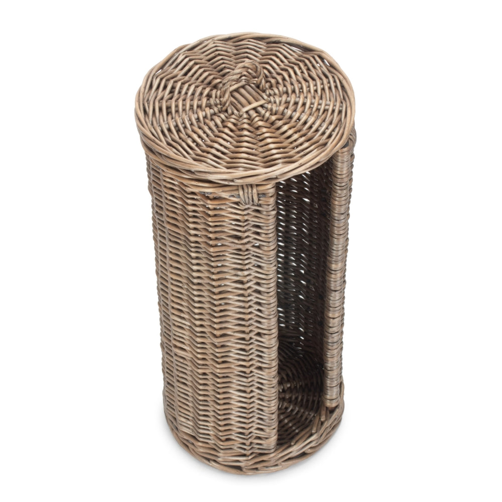 Open Round Rattan 3 Toilet Roll Holder