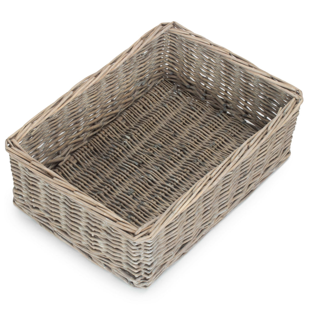 Wicker Grey Wash Storage Tray