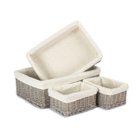 Wicker Grey Wash Lined Storage Tray