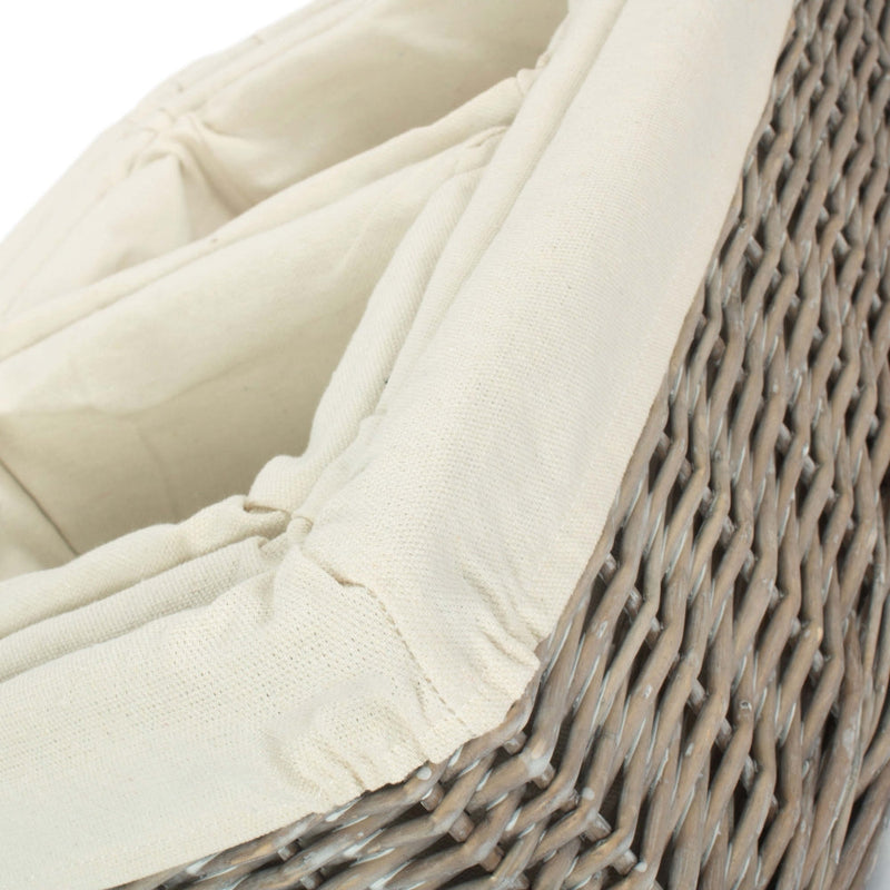 Wicker Grey Wash Lined Storage Tray