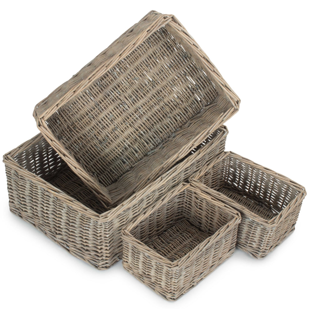 Wicker Grey Wash Storage Tray