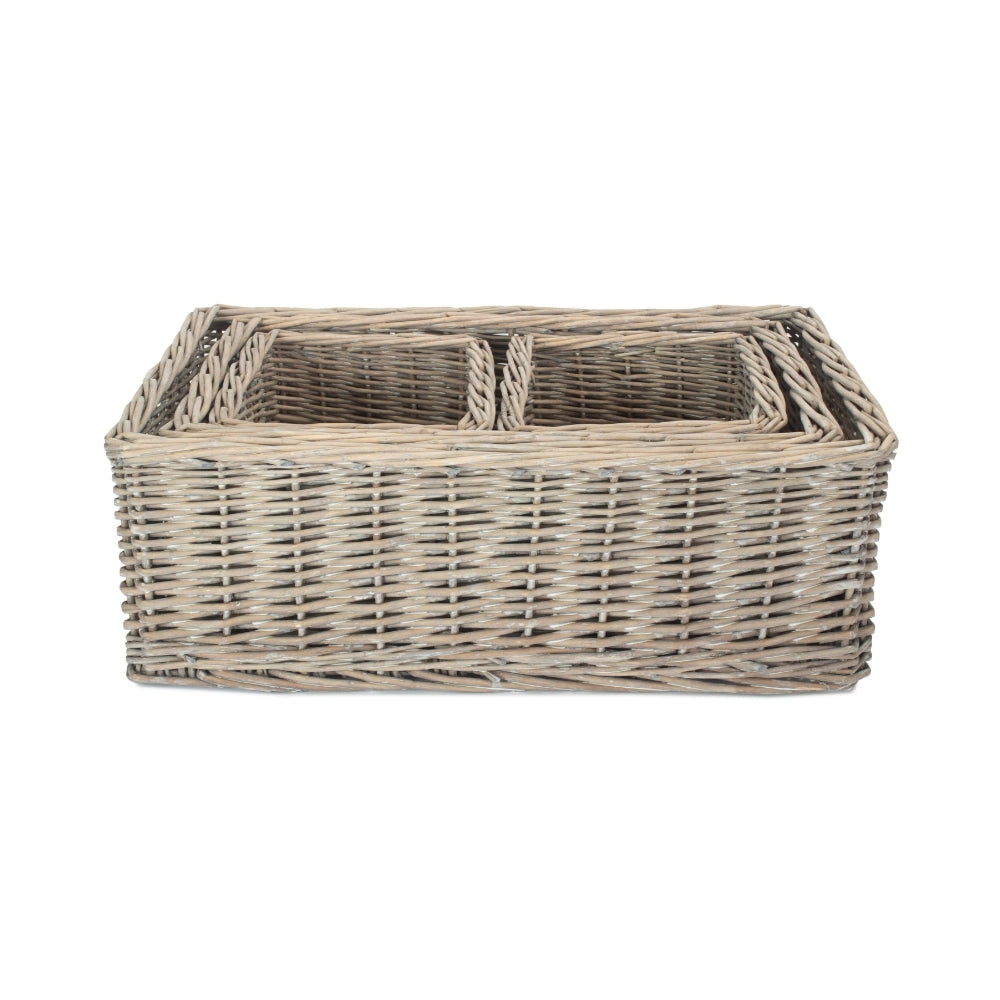 Wicker Grey Wash Storage Tray