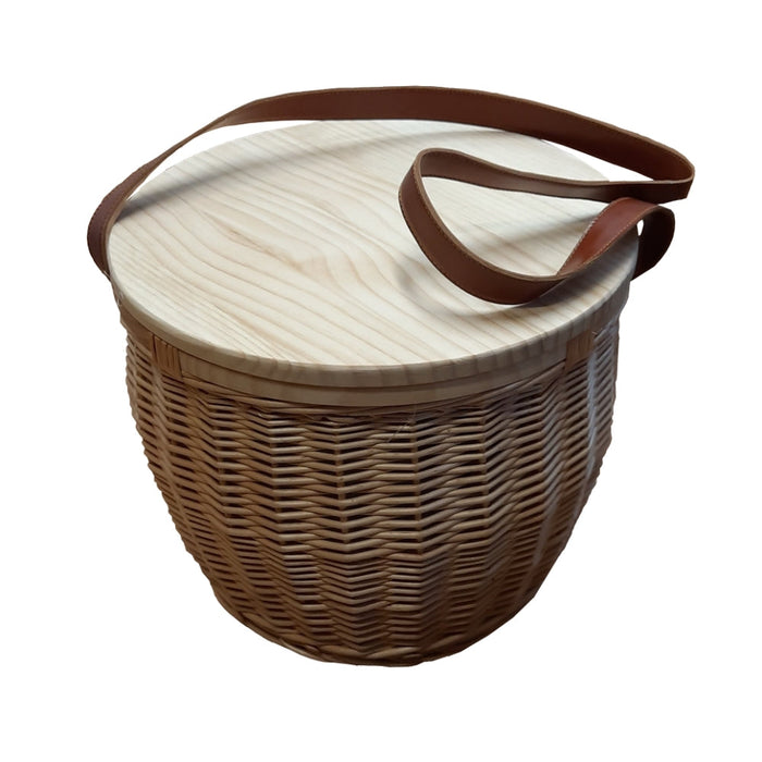 The Willow Basket Round Insulated Picnic Basket with Chopping Board Lid