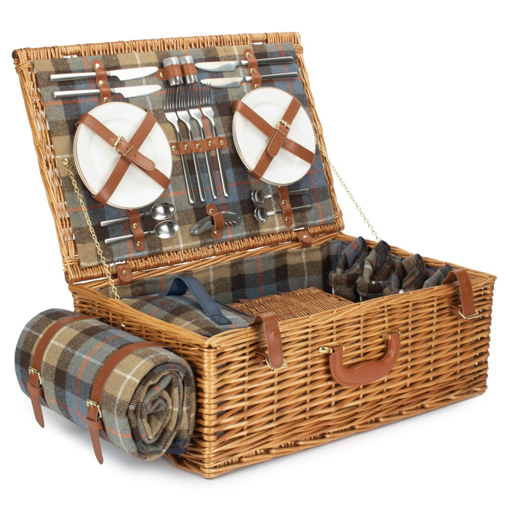 Deluxe 4 Person Ravenstor Fitted Wicker Picnic Basket