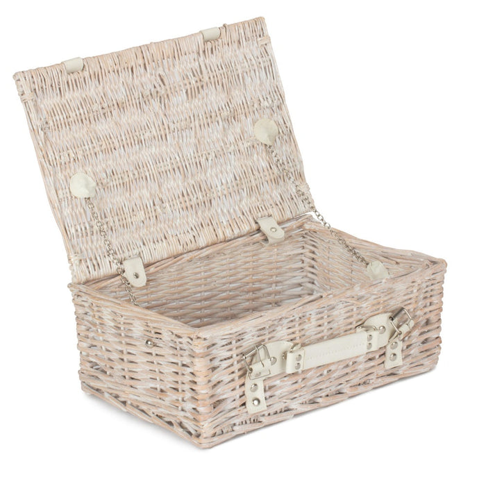 White Wash Empty Picnic Basket