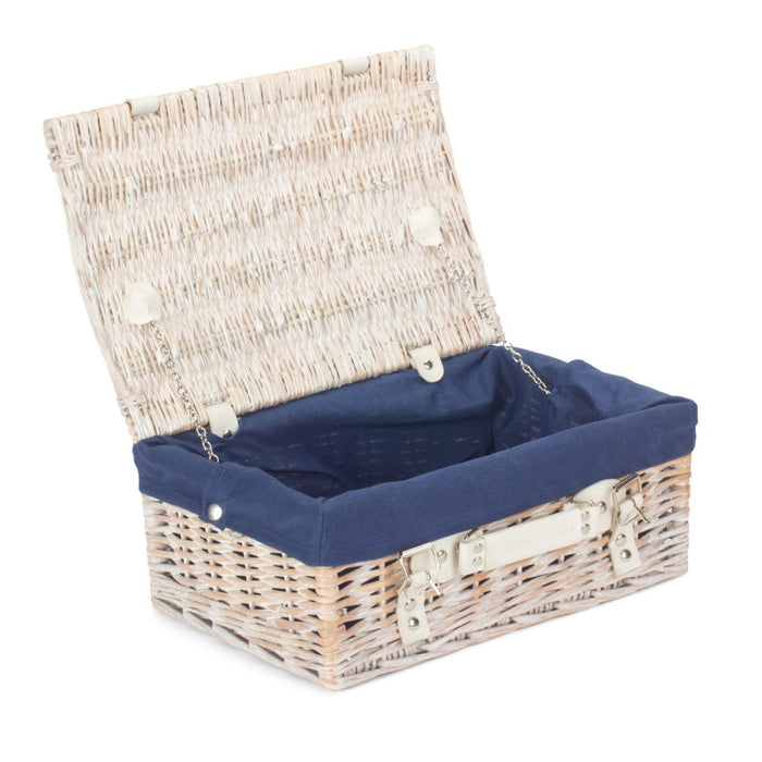 White Wash Empty Picnic Basket