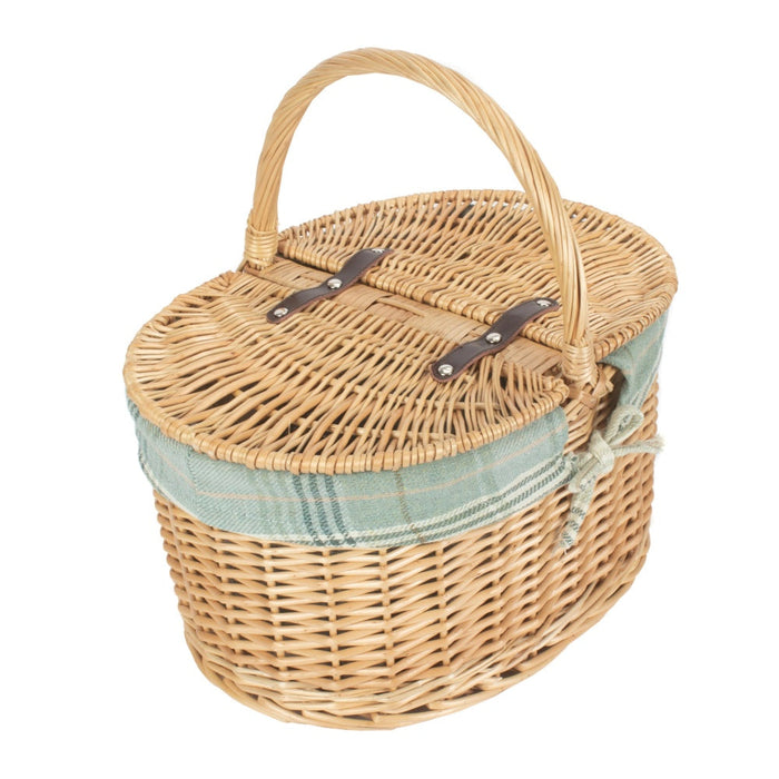 The Willow Basket Buff Oval Butterfly Lidded Picnic Basket