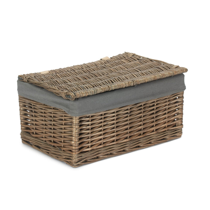 The Willow Basket Antique Wash Cotton Lined Storage Basket