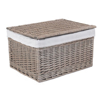 The Willow Basket Antique Wash Cotton Lined Wicker Storage Basket