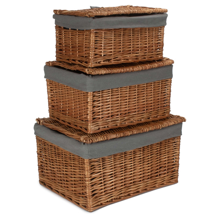 The Willow Basket Light Steamed Cotton Lined Storage Basket