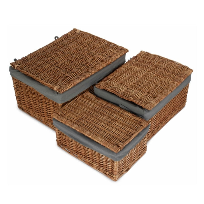 The Willow Basket Light Steamed Cotton Lined Storage Basket