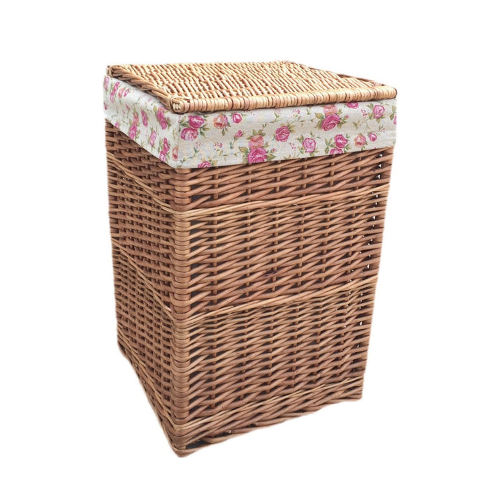 Garden Rose Lining Light Steamed Square Laundry Wicker Basket