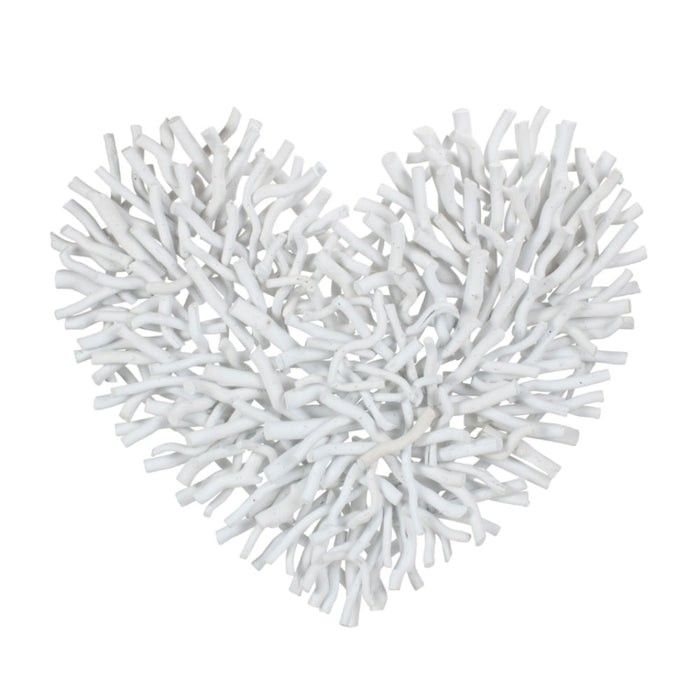 Large White Twig Heart Wall Decoration