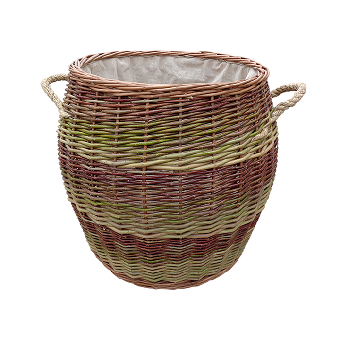 Rope Handle Wicker Barrel Log Basket