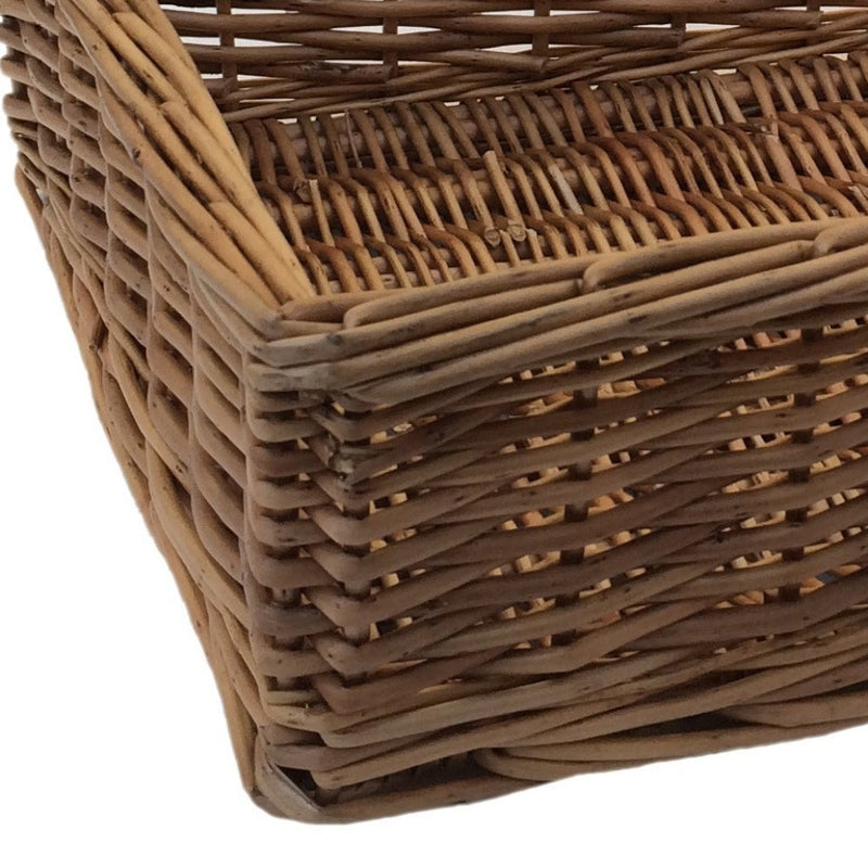 The Willow Basket Large Double Steamed Storage Wicker Tray