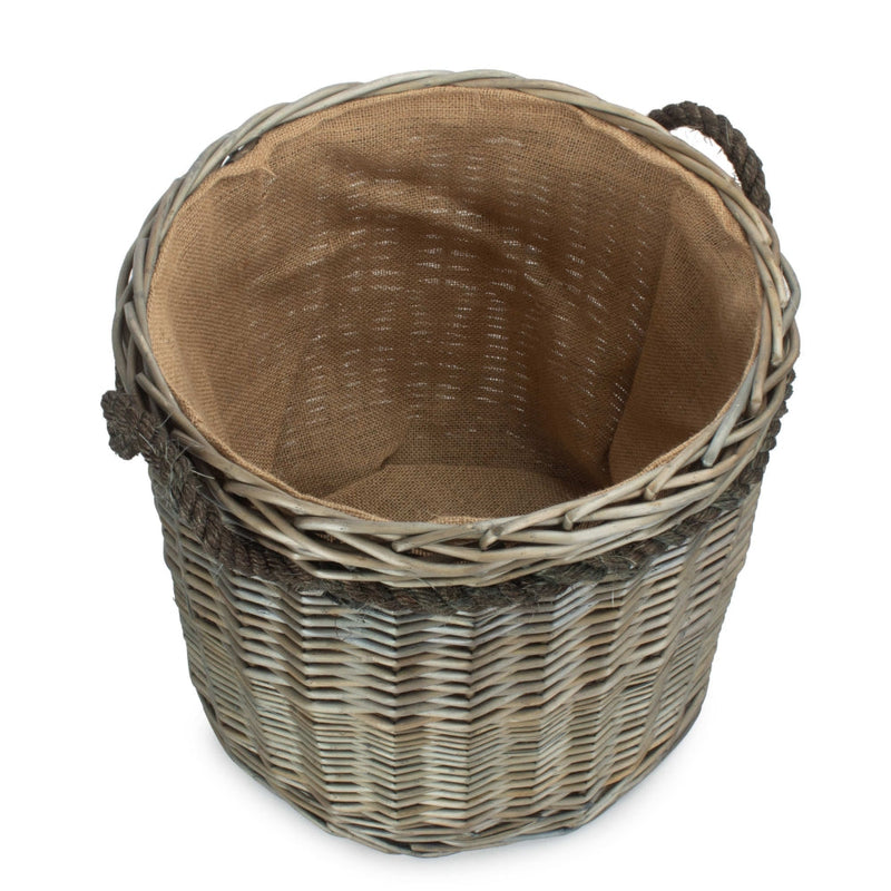 The Willow Basket Antique Wash Round Storage Log Basket