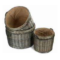 The Willow Basket Antique Wash Round Storage Log Basket