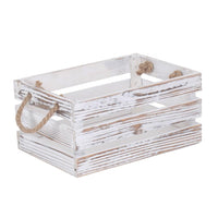 The Willow Basket Distressed White Rope Handled Wooden Crates