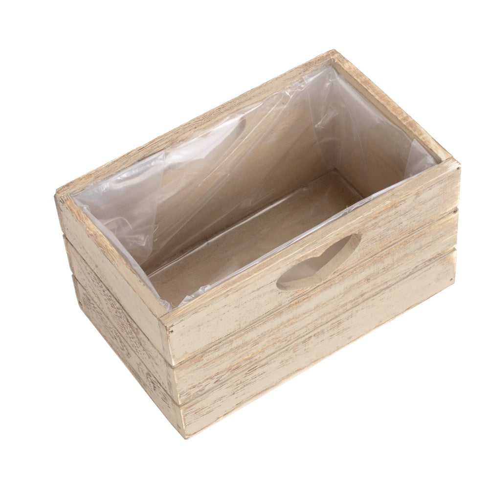 The Willow Basket Oak Effect Wooden Planter with Plastic Lining