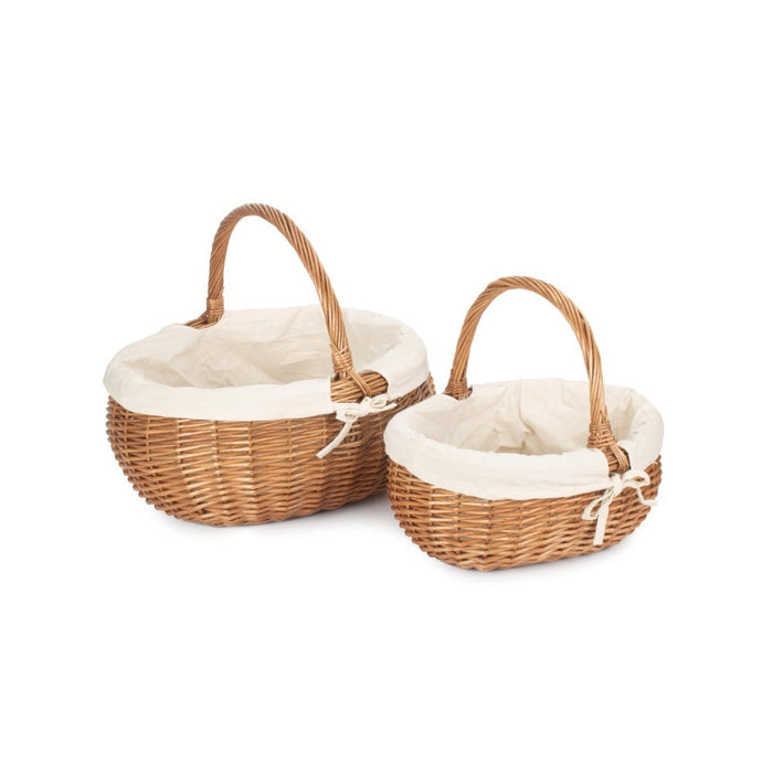 Deluxe Wicker Shopping Basket With White Lining