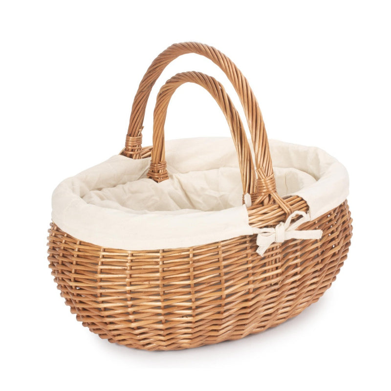 The Willow Basket Deluxe Wicker Shopping Basket With White Lining