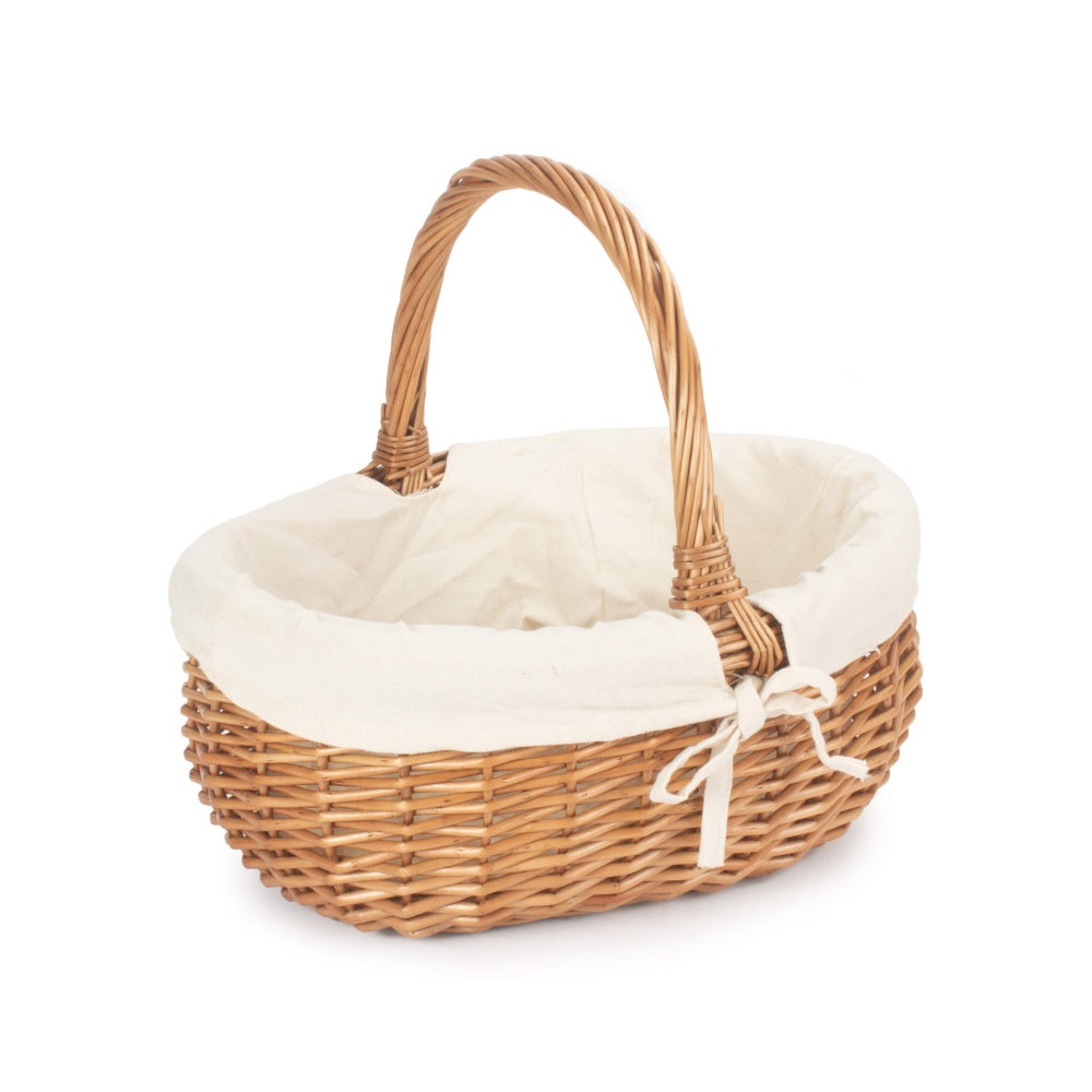 The Willow Basket Deluxe Wicker Shopping Basket With White Lining