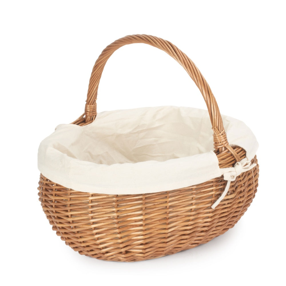 The Willow Basket Deluxe Wicker Shopping Basket With White Lining