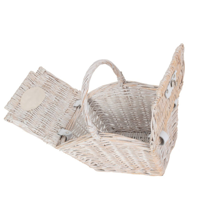 Small White Elegant Picnic Wicker Basket