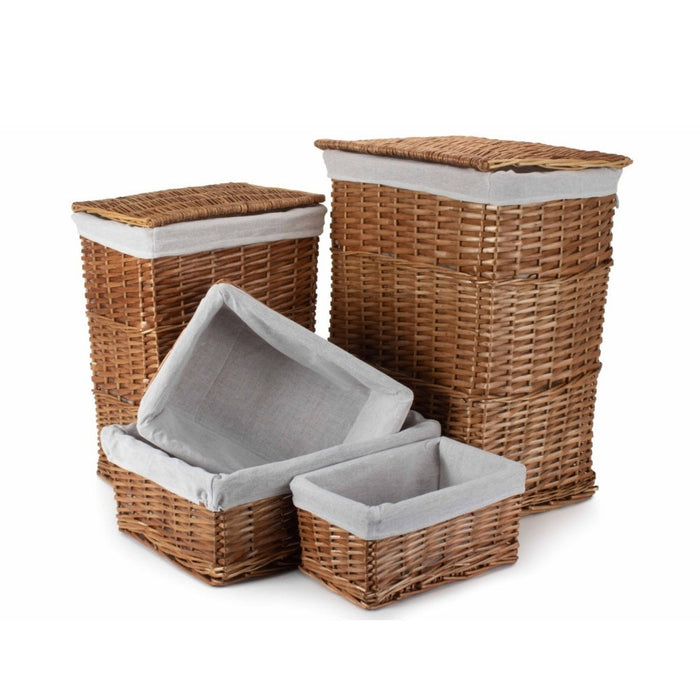 Set of 5 Double Steamed Wicker Bathroom Laundry